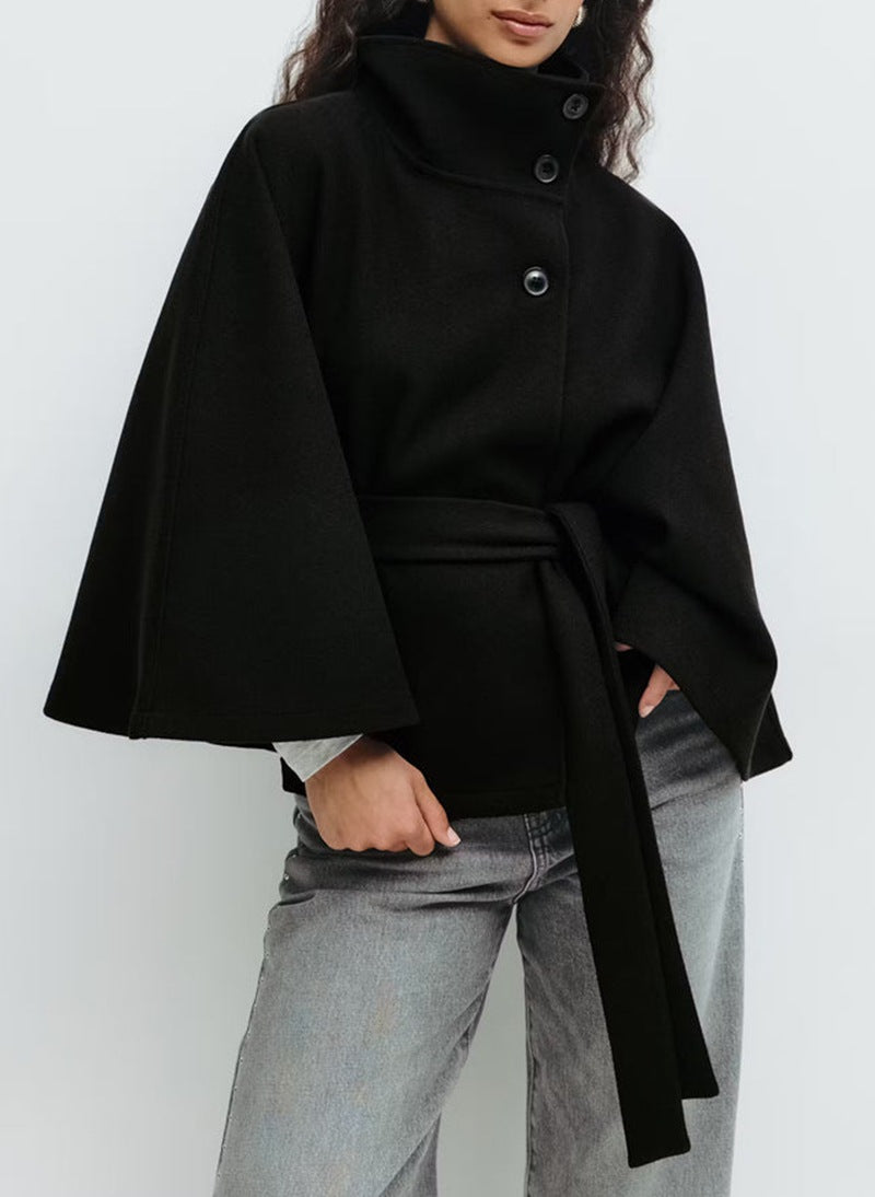 Veste cape ceinturée