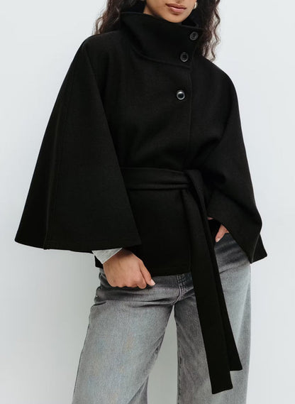 Veste cape ceinturée
